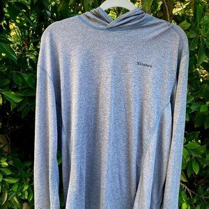 Simms Fishing Insect Shield Hoodie Pullover Shirt Grey Size L
